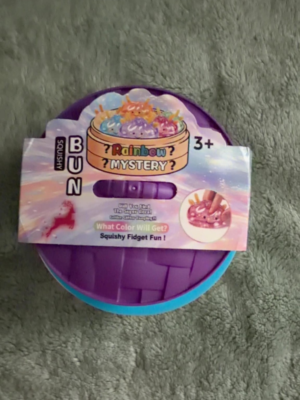Rainbow Mystery Squishy Bun Fidget Toy - Purple